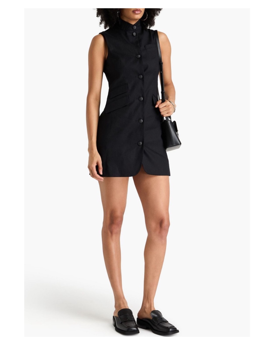 NEW Rag & Bone Slade linen blend black mini dress button front 0